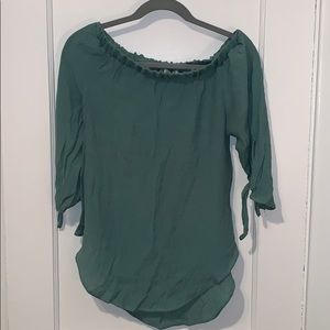 Jade Silky Off Shoulder Top